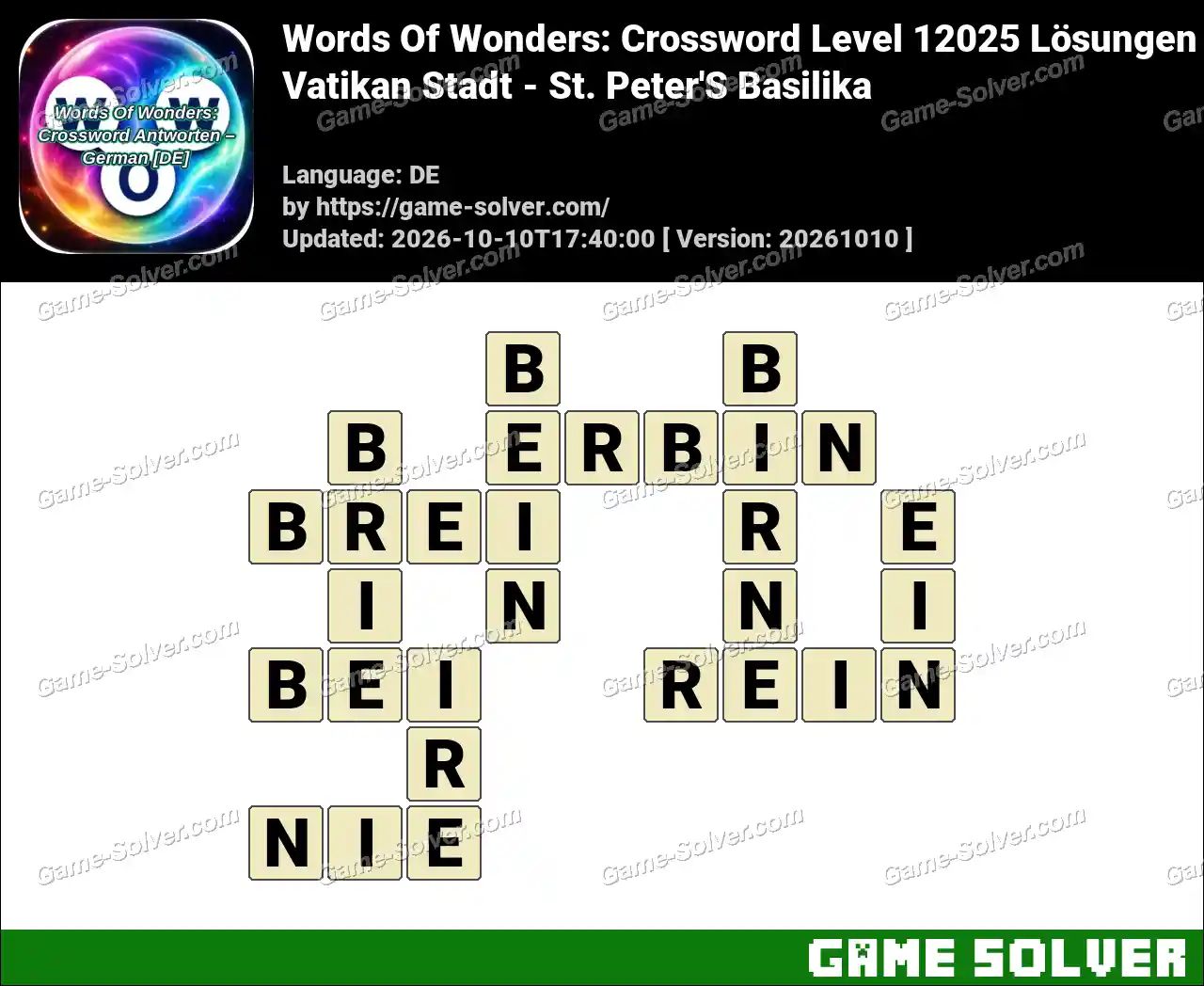 Words Of Wonders: Crossword Level 12025 Lösungen – Vatikan Stadt – St. Peter’S Basilika